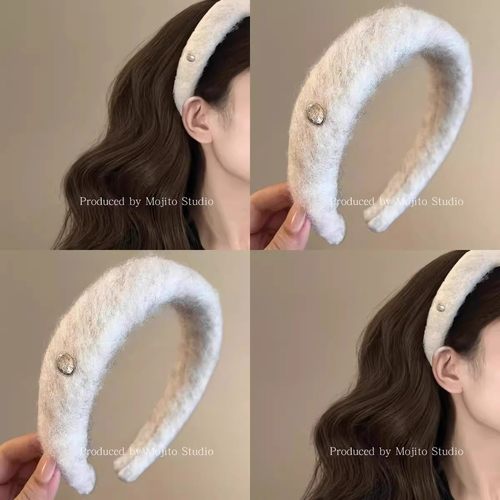 秋冬毛绒发箍高级感法式复古宽边头箍高颅顶2025年新款压发女发卡