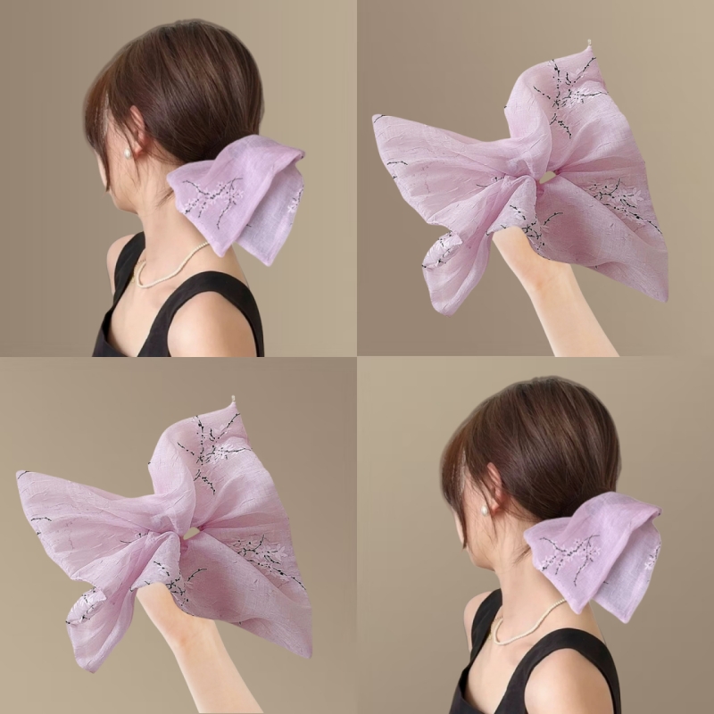 名狐水墨印花法式大肠圈发圈方巾