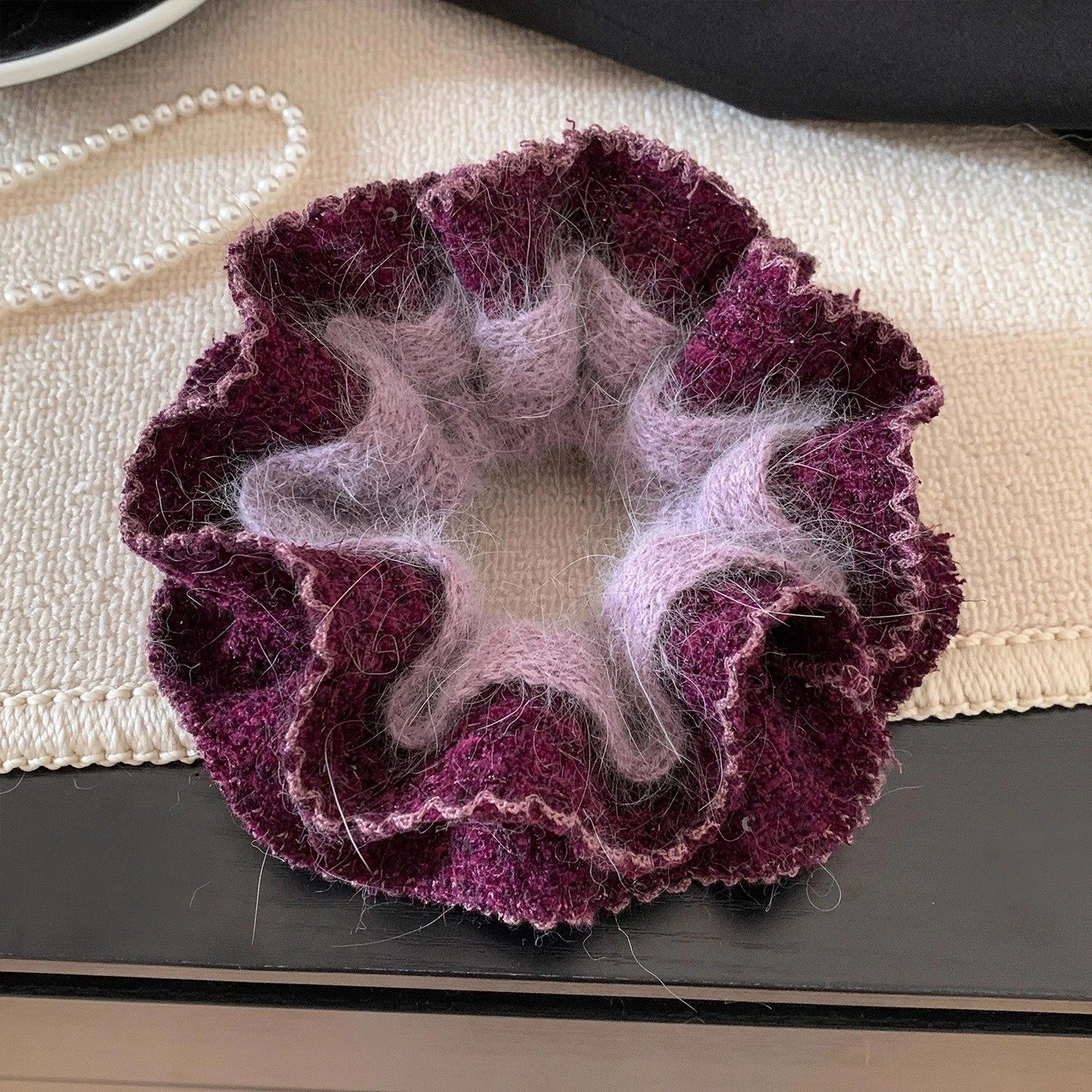 韩国暗紫色毛线针织双层大肠发圈女气质丸子头超大号头绳头饰秋冬,饰品/流行首饰/时尚饰品新,发饰,淘宝优惠券,粉丝福利购,淘宝优惠卷