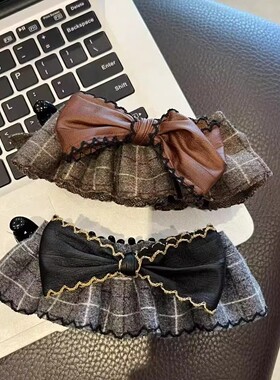 黑色格子蝴蝶结香蕉扭扭夹女高级感百搭头饰后脑勺盘发竖夹发卡