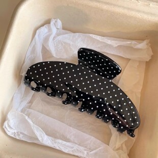 巨显白 通勤后脑勺盘发夹子鲨鱼夹头饰发饰 韩系波点醋酸抓夹时尚