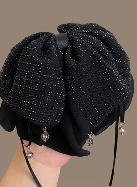 繁星高级感网纱蝴蝶结马尾夹女气质后脑勺半扎发盘发抓夹百搭头饰