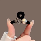 高级感轻奢植绒珍珠刘海抓夹小号公主头发量少半扎发发夹2025新款