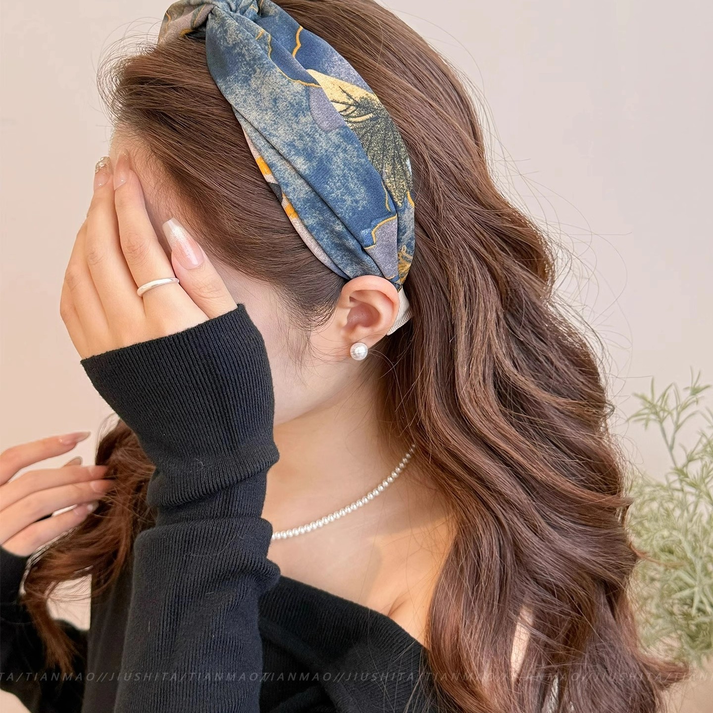 复古扎染缎面发箍女2025新款日常外出时尚洋气洗脸头箍高级感发卡