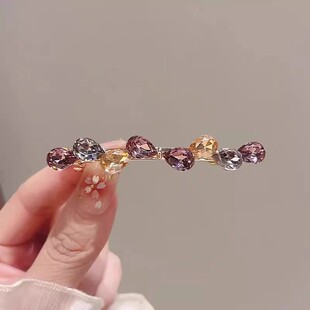 发夹边夹网红时尚优雅蝴蝶结水晶一字夹简约时尚夹顶弹簧夹发卡女