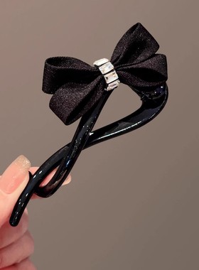 复古水钻蝴蝶结扭扭夹女高级感2025新款一字抓夹后脑勺盘发夹发饰