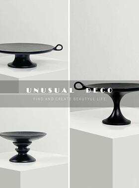 UNUSUAL 现代中古风客厅餐厅桌面双耳实木托盘水果盘样板间摆件