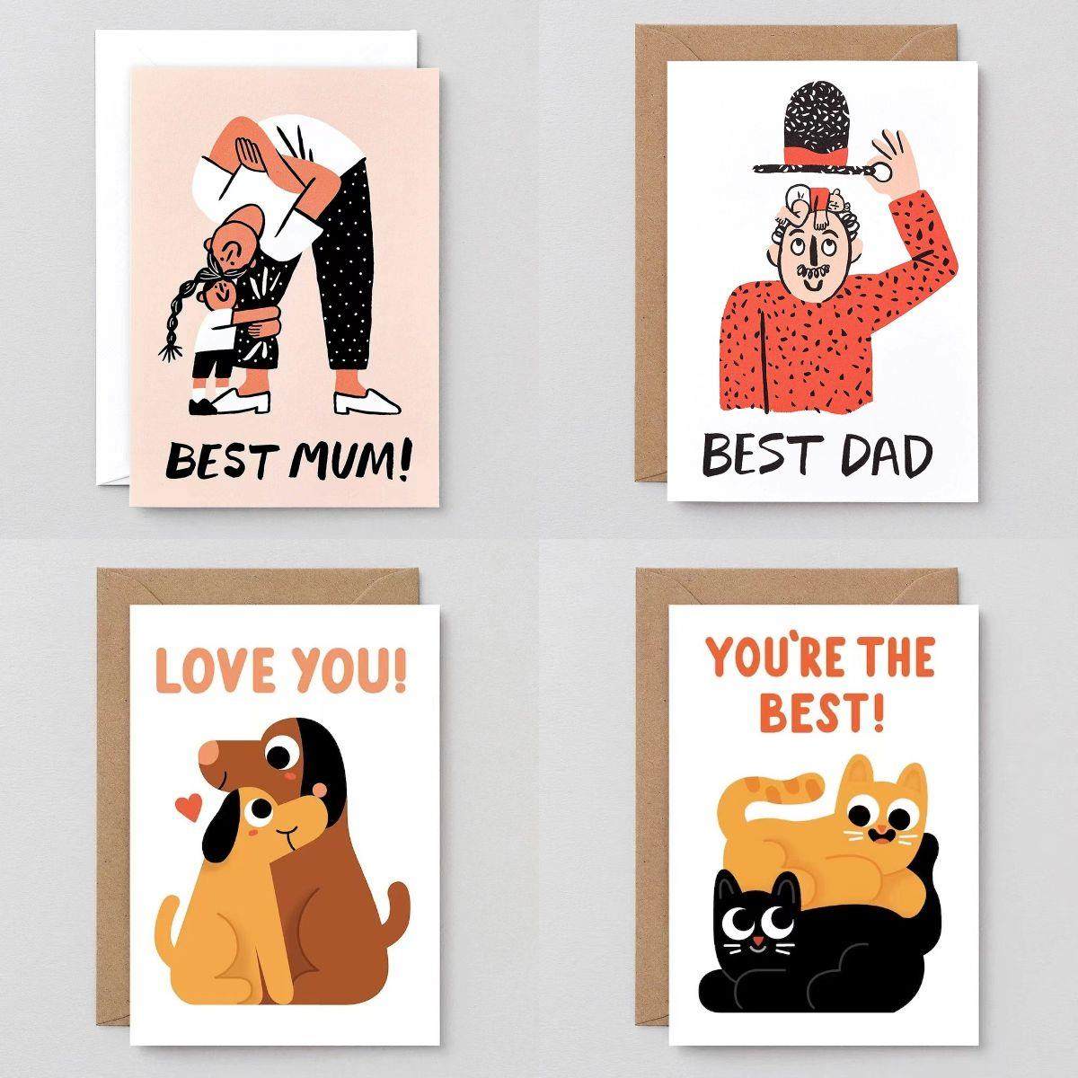 英国品牌包装生日贺卡夫妇祝福感谢卡父亲母亲节孩子宝宝可爱