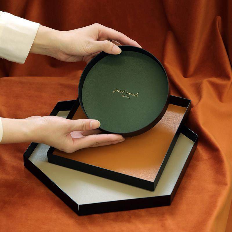 北欧铁艺皮垫装饰摆盘桌面收纳盘玄关钥匙首饰托盘遥控杂物整理盘,收纳整理,桌面收纳盒,淘宝优惠券,粉丝福利购,淘宝优惠卷