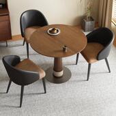 全实木小圆桌家用小户型圆形餐桌阳台小桌椅商务接待洽谈桌椅组合