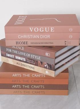 棕色咖色系装饰书 样板间陈列道具书摆件 样板房摆场可翻页仿真书