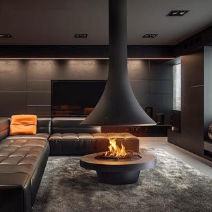 悬挂壁炉真火电子雾化仿真火焰装 饰民墅别墅户外取暖喇叭异形壁炉