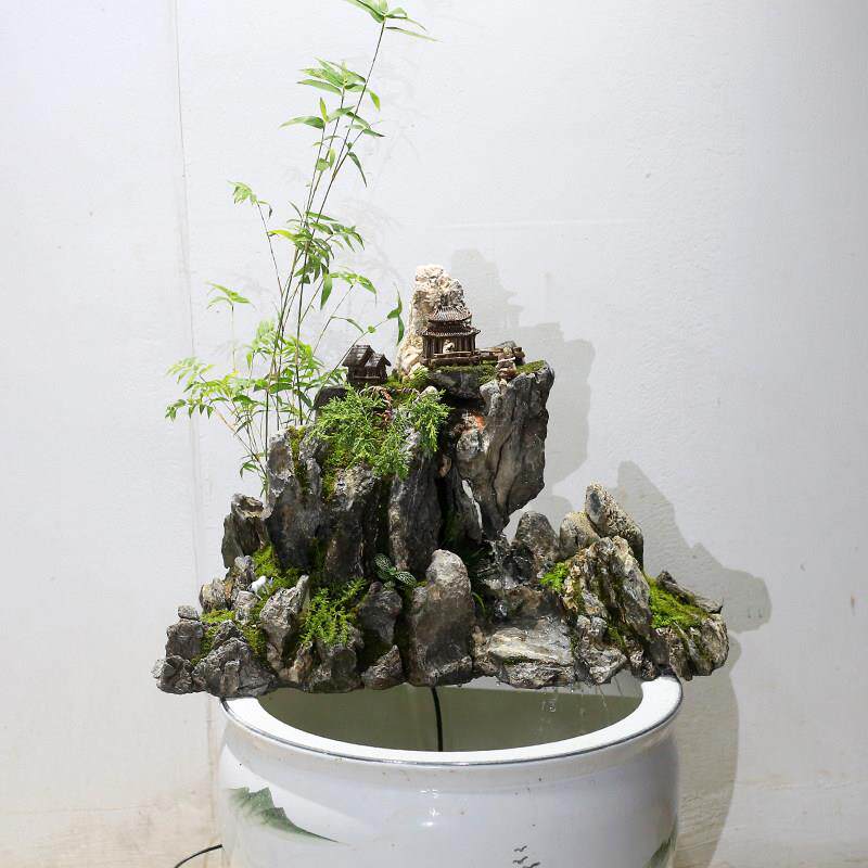 鱼缸小型客厅假山鱼池生态缸造景循环流水摆件古法养鱼套餐全套