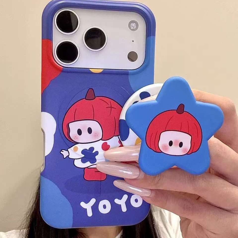 雨柠适用于iphone18promax手机壳软萌少女心17彩色斑点红色短发女孩16卡通可爱日韩INS15防摔保护套