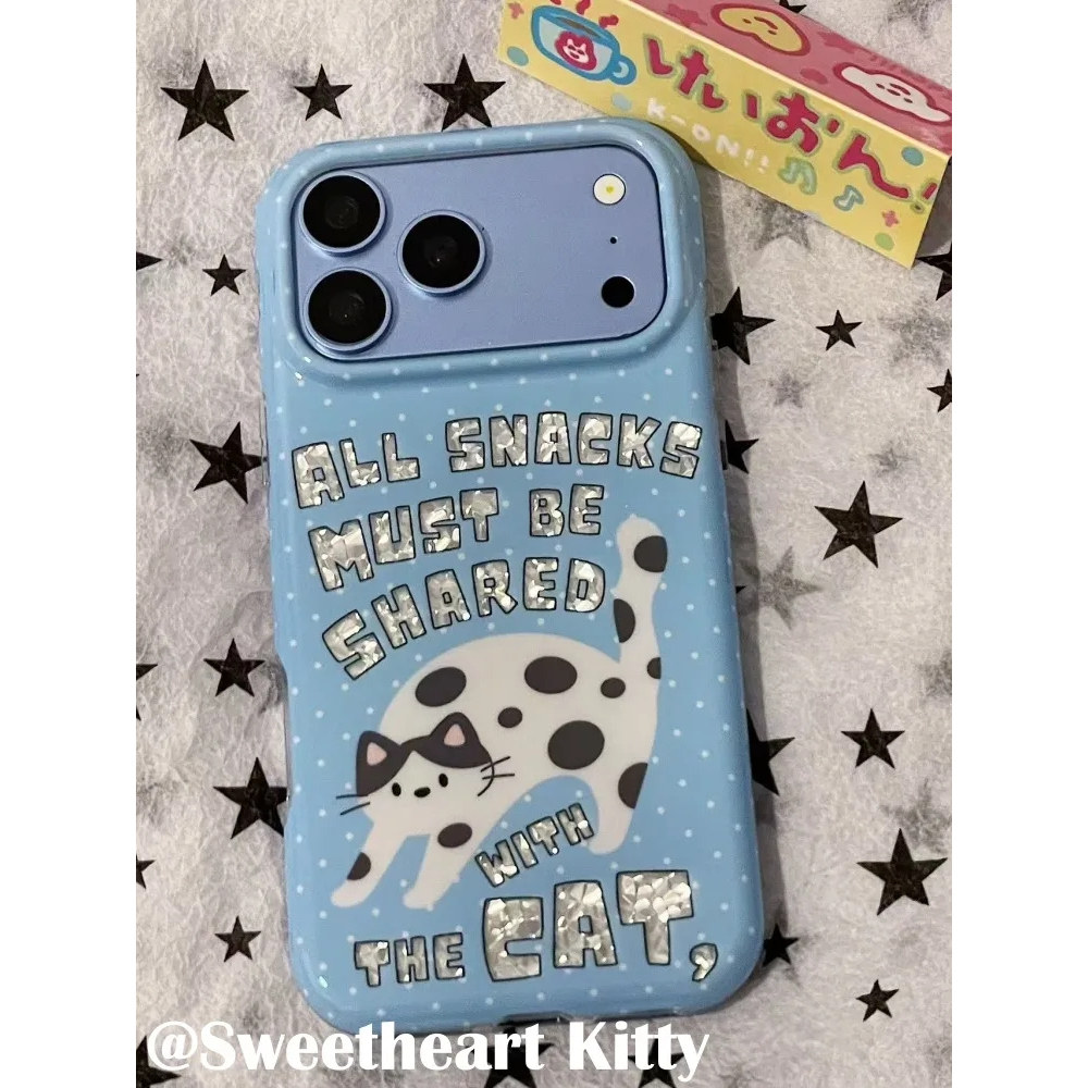 雨柠ins古早蓝色闪钻英文小猫咪适用iphone18promax苹果17手机壳16卡通日韩个性创意可爱15防摔保护套