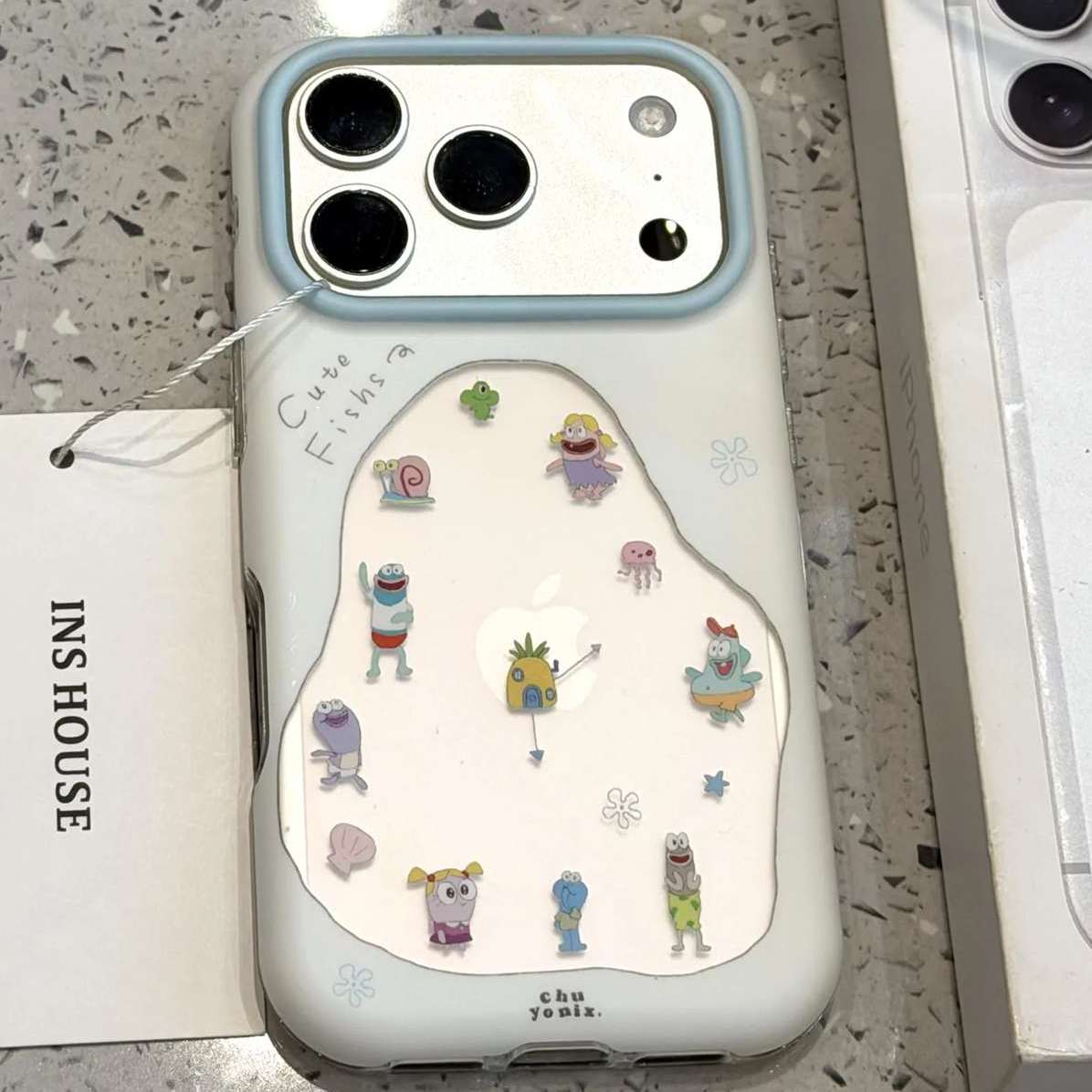 雨柠适用于iphone18promax手机壳创意17镂空比奇堡居民鱼菠萝屋时钟16卡通日韩ISN个性创意15防摔保护套