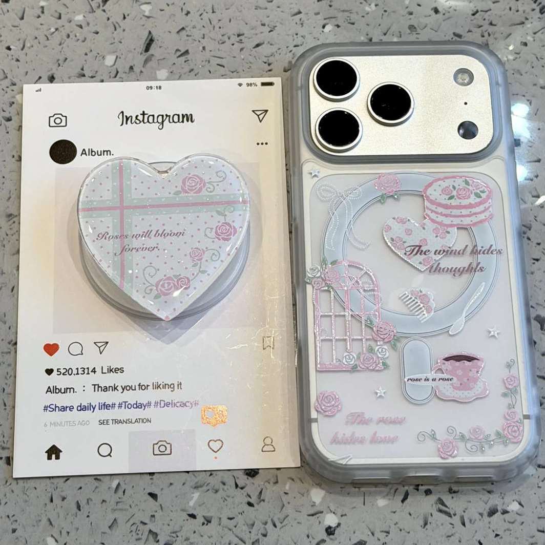 雨柠适用于iphone18promax手机壳唯美清新17窗户爱心杯子玫瑰花蛋糕16卡通日韩INS可爱15防摔保护套