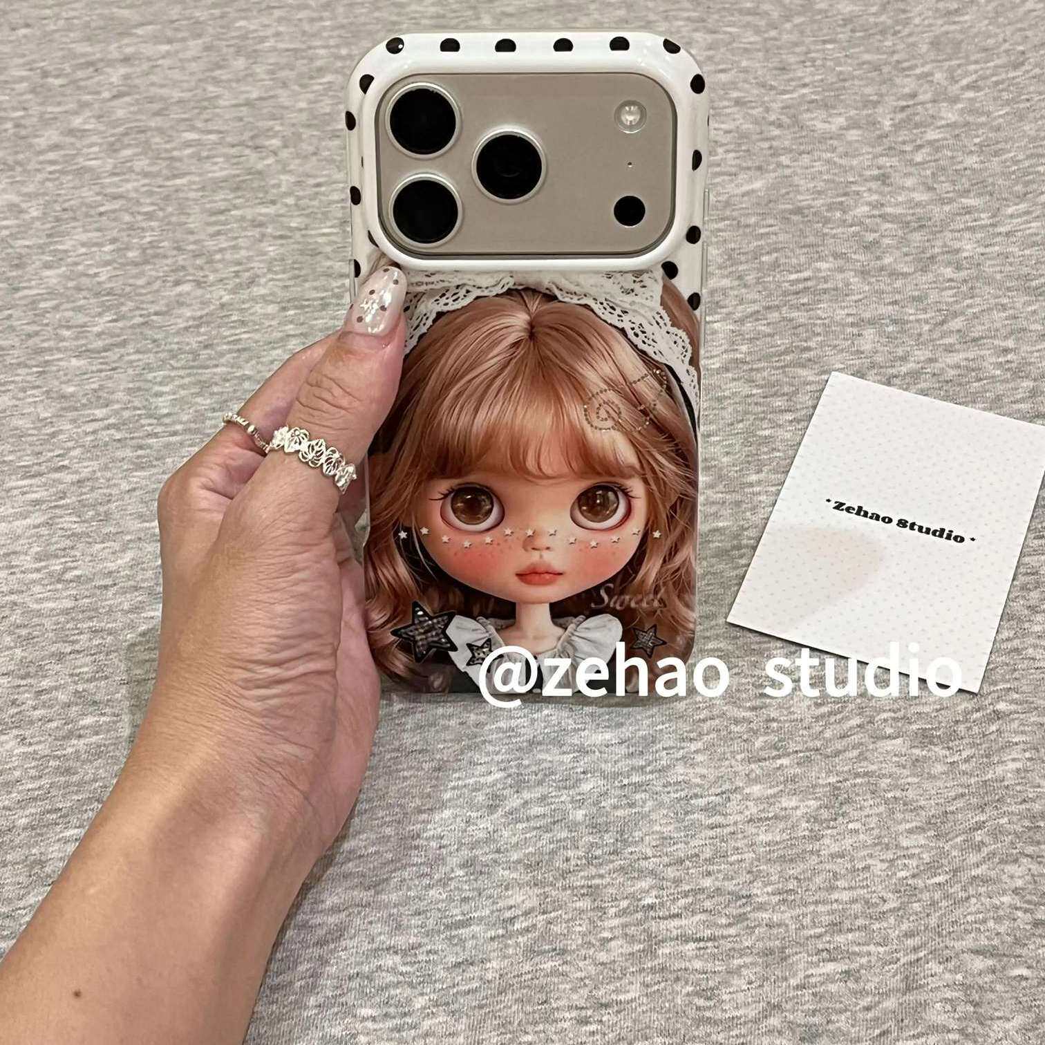 雨柠蕾丝发带金发芭比适用于苹果17promax手机壳iphone16pro新款15卡通日韩ISN可爱个性创意14防摔保护套