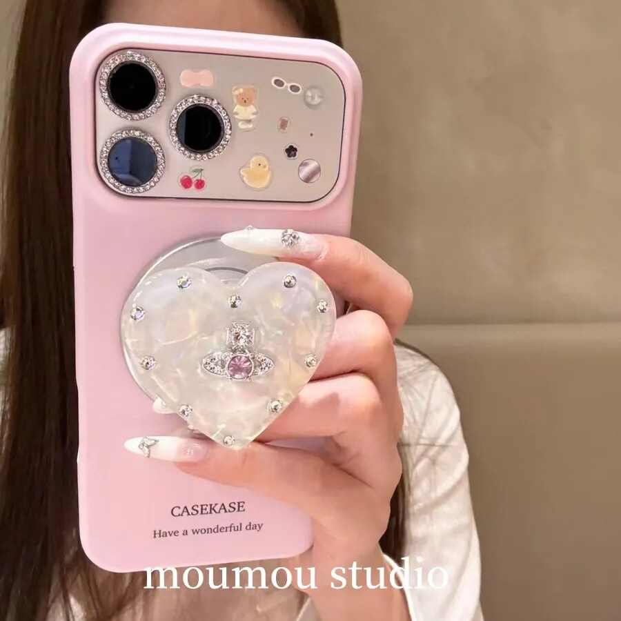 雨柠ins贝壳纹星球磁吸支架适用于iphone17promax新款苹果16pro手机壳15日韩个性创意14防摔保护套