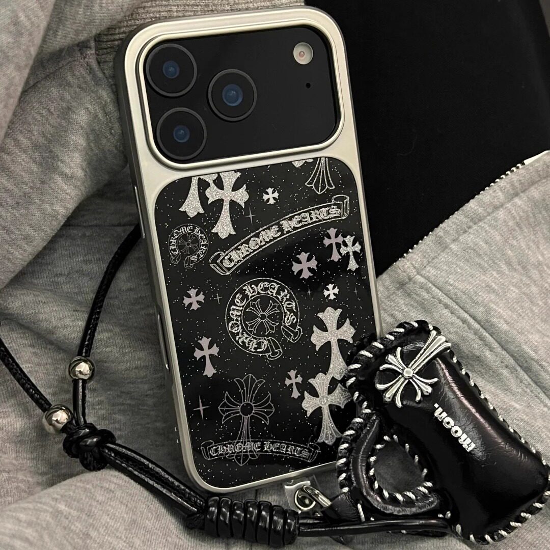雨柠高级感电镀框十字架包包挂件适用iphone17promax苹果15手机壳新款14日韩个性16防摔保护套