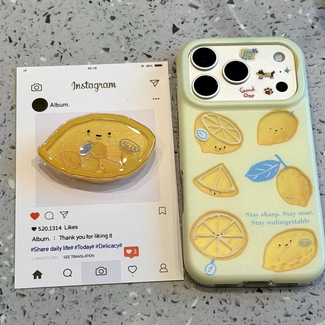雨柠夏日清新镂空不规则柠檬适用于iphone17promax新款苹果16手机壳15小清新日韩INS卡通14防摔保护套