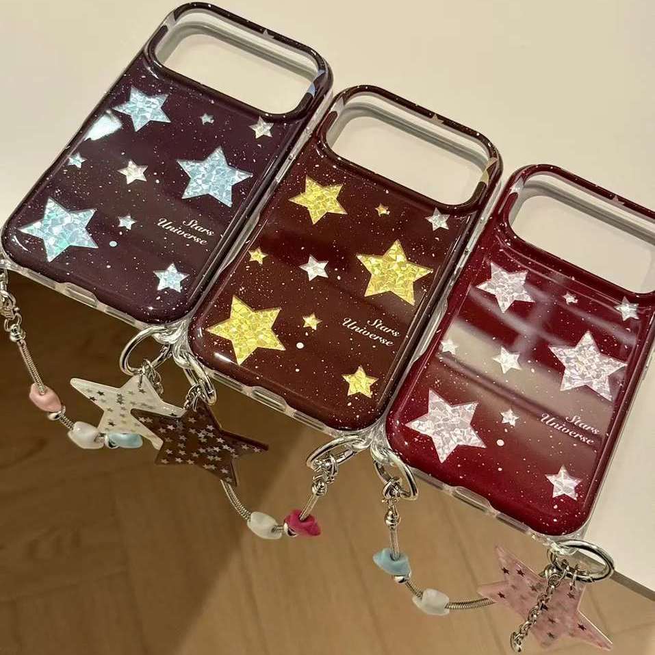 雨柠适用于iphone18promax手机壳千禧ins风17p樱桃红闪粉16粉星星新款卡通日韩INS个性创意15防摔保护套