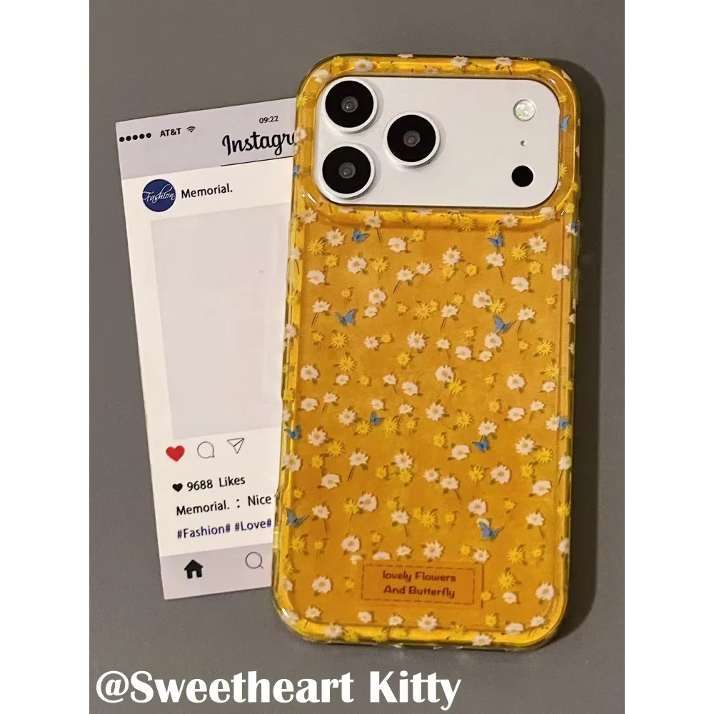 雨柠ins白黄色小碎菊花适用iphone17promax新款小众小清新苹果16简约少女心15个性创意14防摔保护套