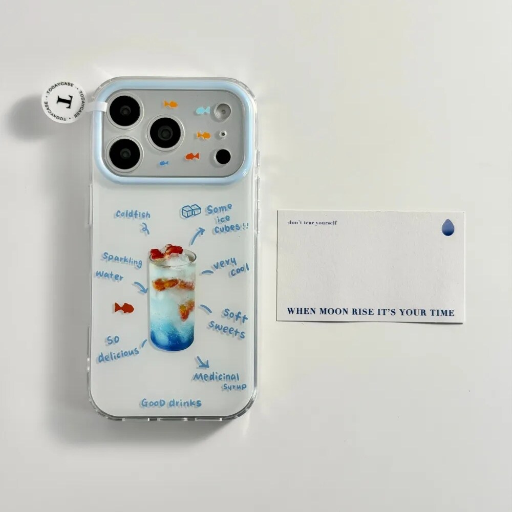 雨柠ins金鱼海盐气泡水适用苹果17promax双层iphone16小众手机硬壳新款15小清新日韩ins卡通14防摔保护套