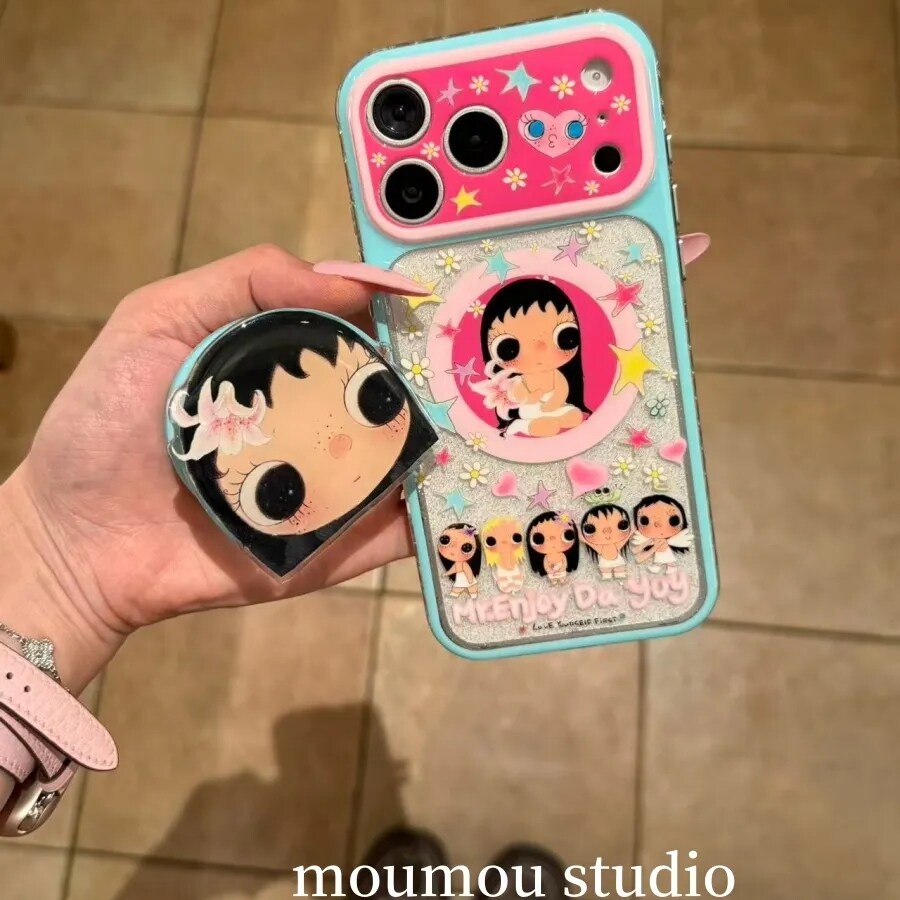 雨柠韩系闪粉花朵小玉磁吸适用于iPhone17promax新款苹果16手机壳15日韩卡通ins可爱14防摔保护套