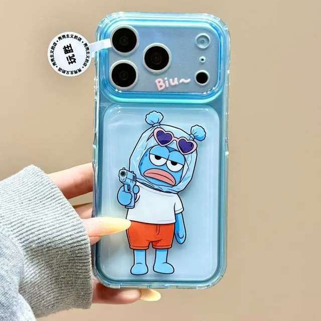 雨柠创意塑料袋头套打劫路人鱼适用苹果17promax双层手机壳iPhone16新款15卡通日韩INS可爱14防摔保护套