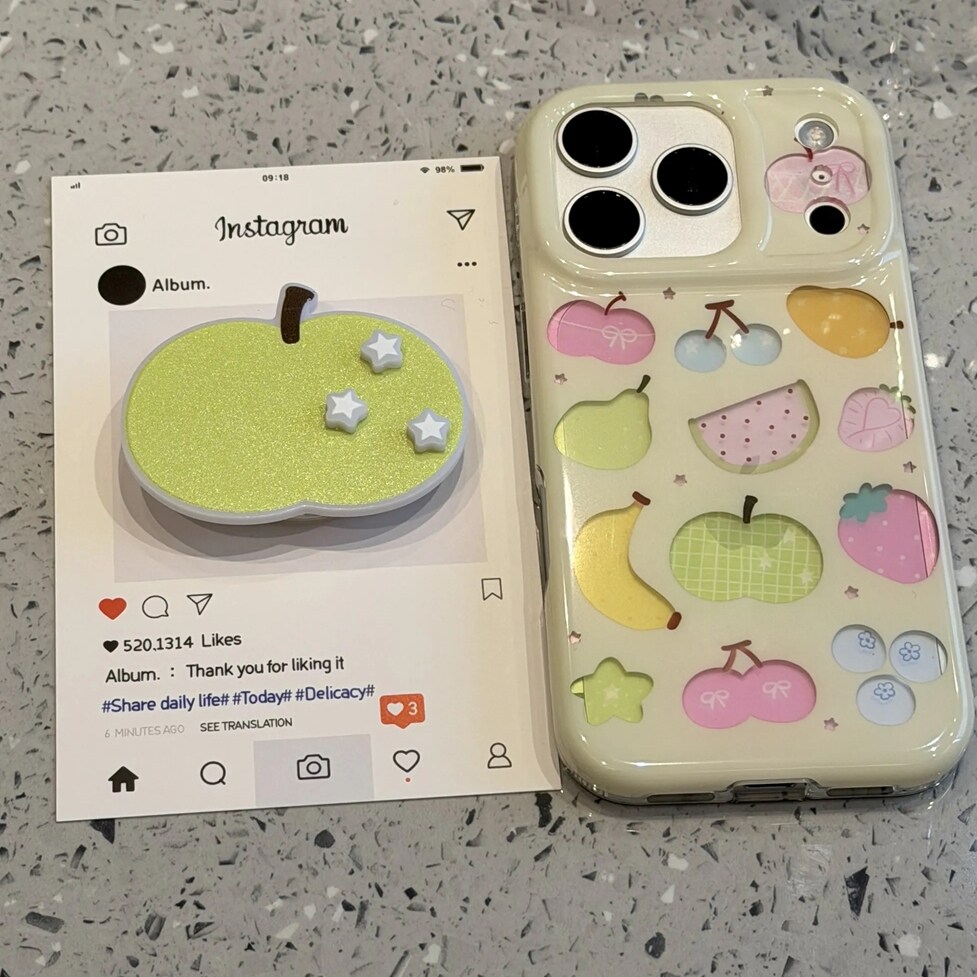 雨柠缤纷镂空苹果香蕉樱桃水果适用于iphone17promax苹果16手机壳新款15小清新多巴胺ins14防摔保护套