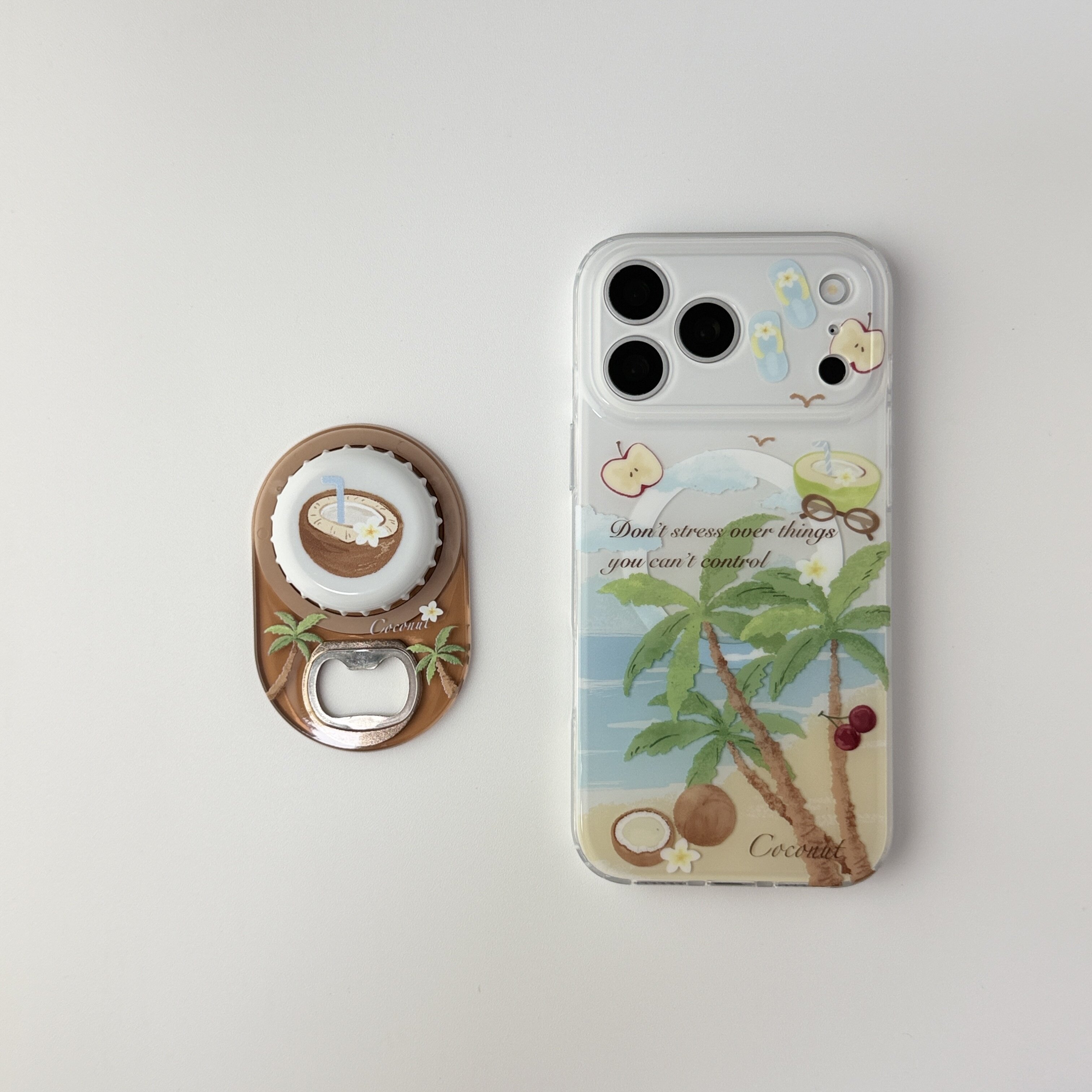 雨柠磁吸ins韩风夏日度假椰树适用苹果17promax手机壳iphone16pro新款15带开瓶器支架14双层17全包防摔保护套图片