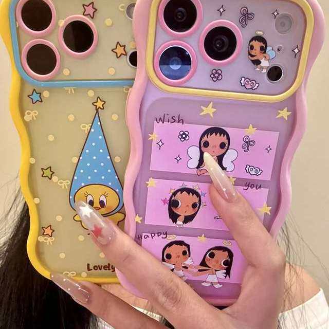 雨柠童趣蝴蝶结星星波点长帽小鸡适用于iphone17promax苹果16手机壳新款15日韩INS卡通可爱14防摔保护套