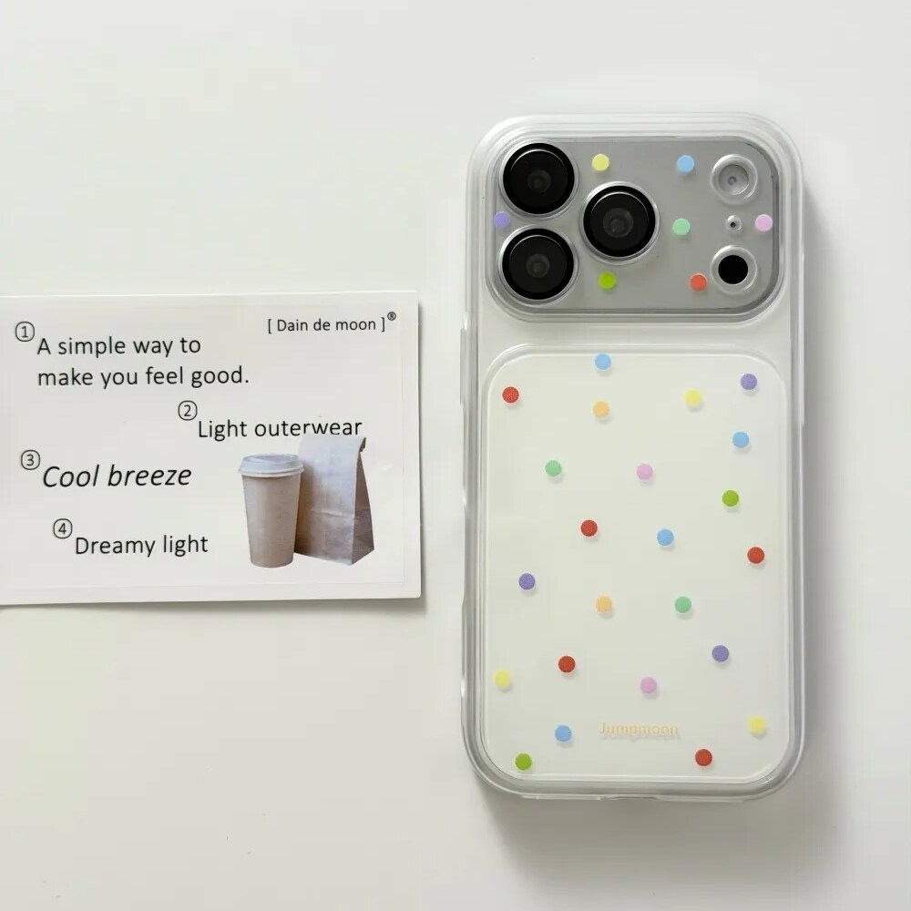 雨柠韩系彩色波点适用苹果17promax二合一iphone16镜头膜全包手机壳15多巴胺日韩ins卡通14防摔保护套