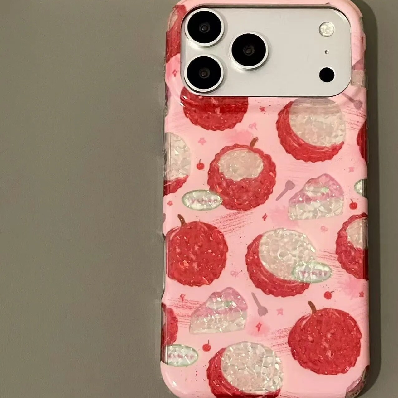雨柠氛围感水晶闪钻红色荔枝适用iPhone17Promax新款苹果16手机壳15小清新日韩INS卡通14防摔保护套