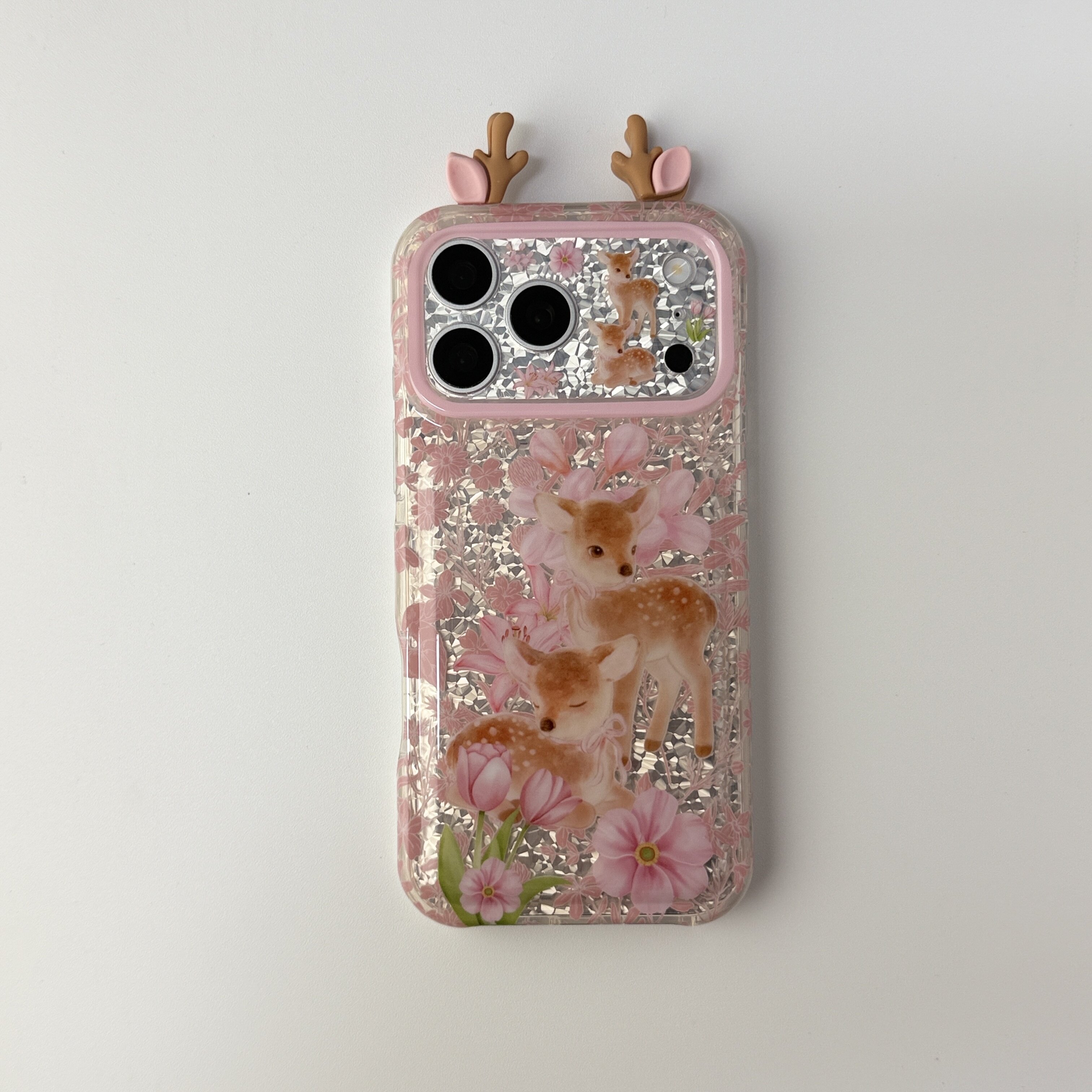 雨柠粉色碎花小鹿简约ins手机壳适用iPhone17Promax新款苹果16手机壳15小清新日韩卡通14防摔保护套