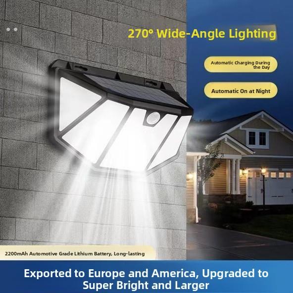 太阳能花园灯超亮照明家庭户外人体传感器灯暗后自动点亮防水墙灯