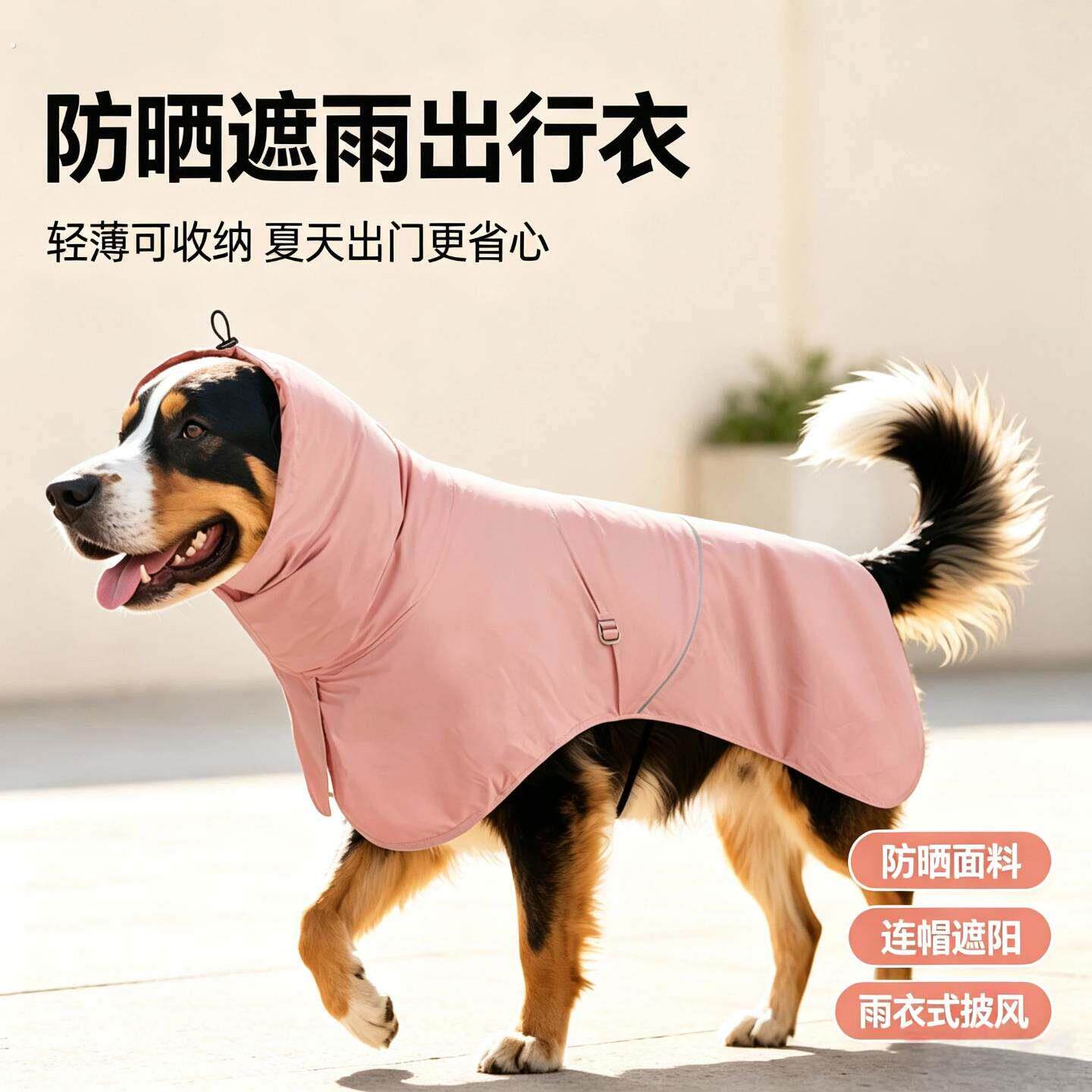 新款狗狗衣服户外狗狗防晒衣可收纳易携带披风防水防风冲锋衣