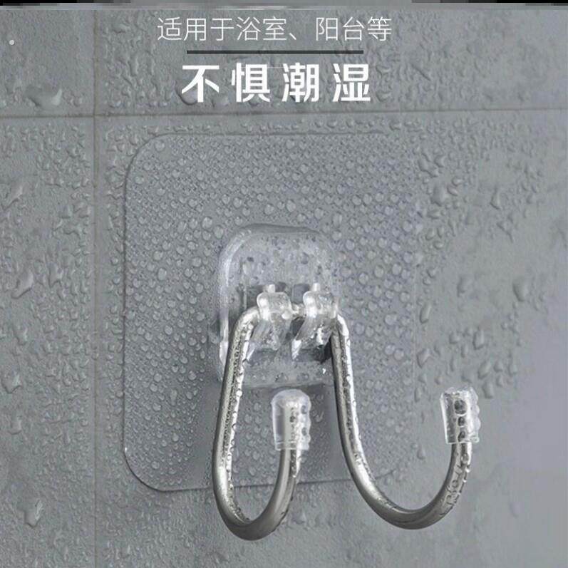 挂钩强力承重粘胶贴墙壁透明挂钩免打孔自粘无痕家用厨房门后粘钩