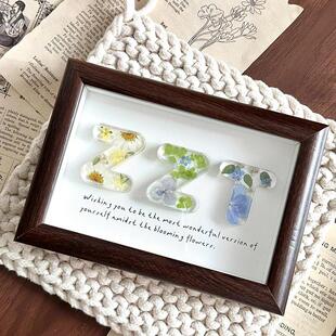 滴胶干花字母相框手工diy礼物送老师同学男女朋友七夕情人教师节