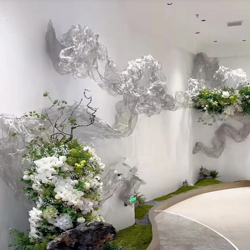 云雾铁丝网婚礼造型影楼摄影道具设计师手工网纱细铁丝造型网装饰