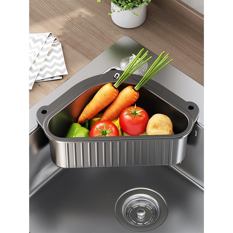 水槽沥水架厨房三角沥水篮洗菜盆置物架多功能水池滤水篮收纳神器