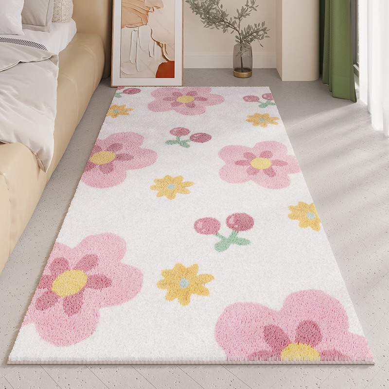 牀边卧室地毯主卧脚垫女生房间高级感防滑垫长条毛绒牀前地垫