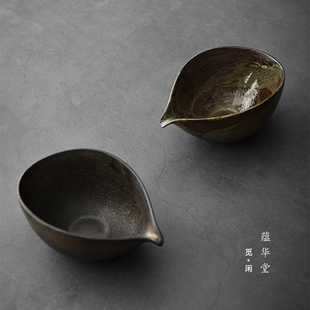 粗陶泡茶分茶器 一叶轻舟公道杯家用手工茶匀杯大容量复古茶海日式