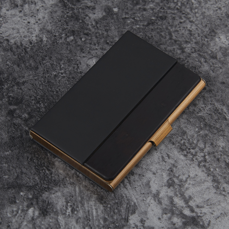 刻字时尚精致男士便携式黑檀实木金属商务名片盒名片夹随身礼品