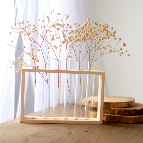 樟子松实木本色试管挂墙花架原木色桌面花瓶摆件水培植物鲜花花器