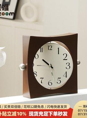 WOZOOM屋准奶油风简约桌面摆件客厅卧室时钟摆台式座钟轻奢装饰品