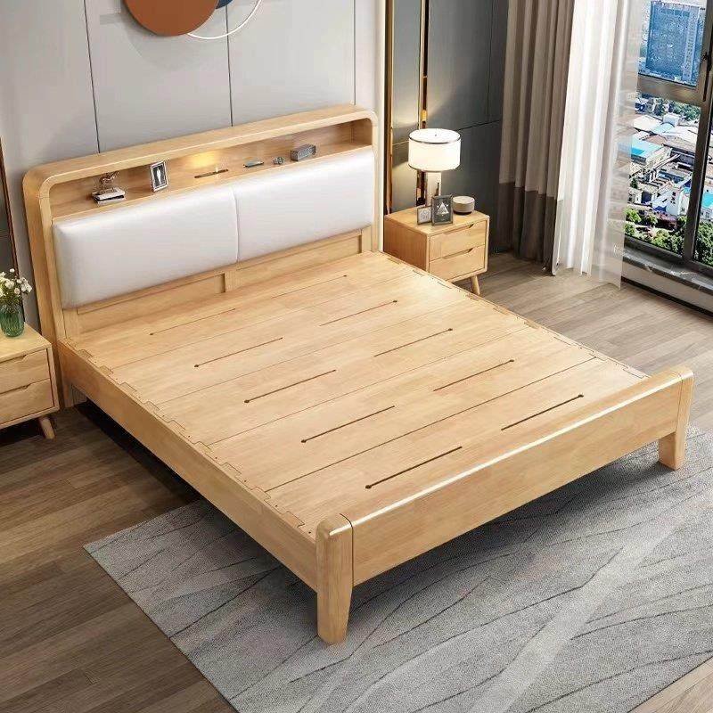 北欧实木床现代简约1.5米1米2工厂直销单人双人床主卧大床箱体床
