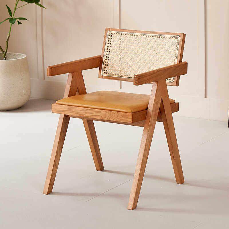 北欧藤编椅子家用阳台藤椅餐厅侘寂实木餐椅设计师原木昌迪加尔椅,住宅家具,阳台椅,淘宝优惠券,粉丝福利购,淘宝优惠卷