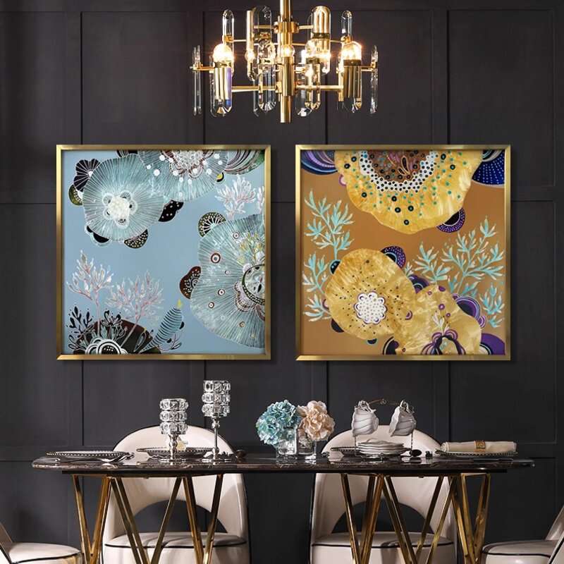 珐琅彩装饰画手绘现代藤萝玄关餐厅沙发背景墙定制挂画高级感壁画